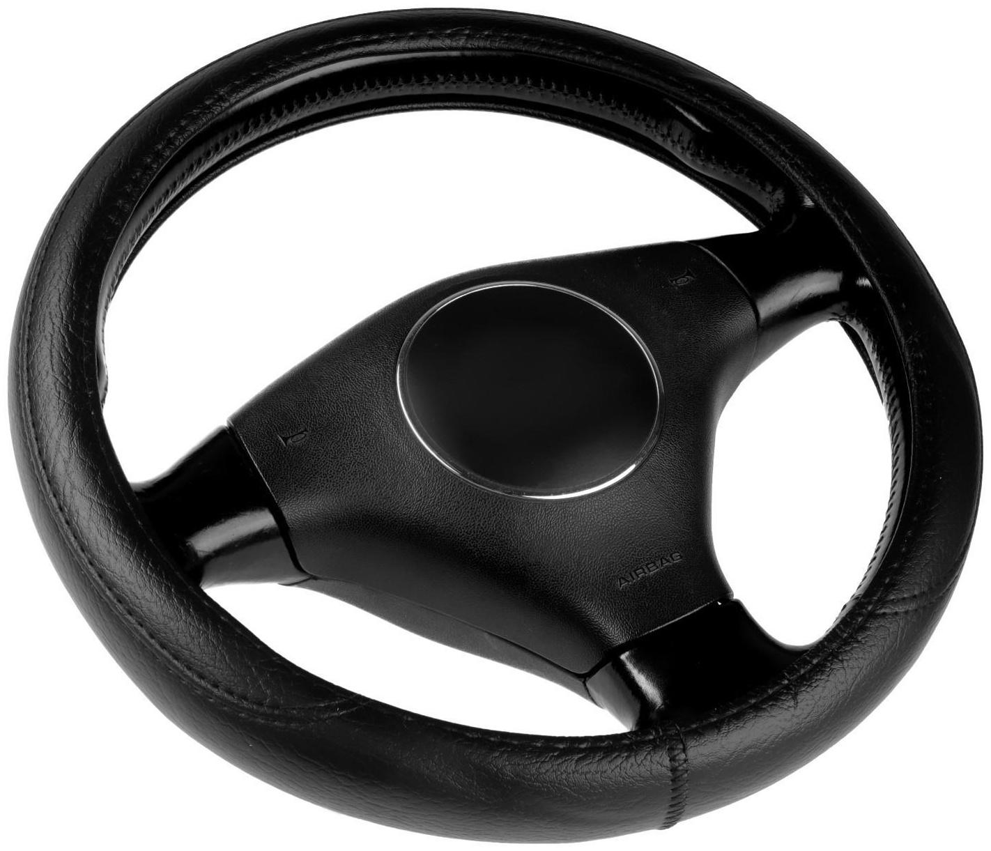 Оплетка на руль Nova Bright экокожа, черная, шагрень, размер М