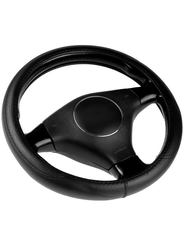 Оплетка на руль Nova Bright экокожа, черная, шагрень, размер М