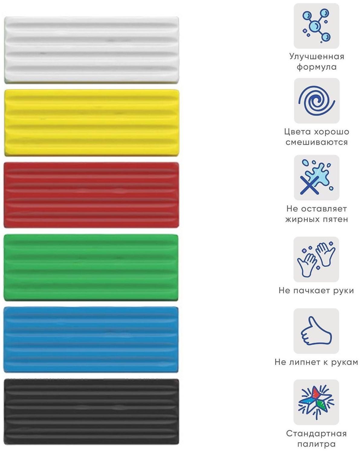 Пластилин 6 цветов, 108г, ErichKrause ArtBerry, со стеком, в картонной упаковке