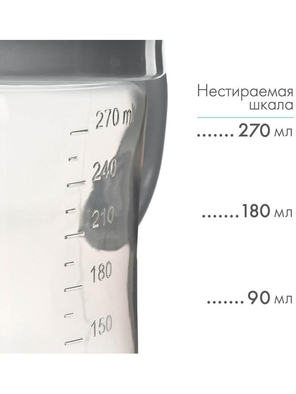 Поильник - непроливайка с силиконовым носиком, 270 мл, серый