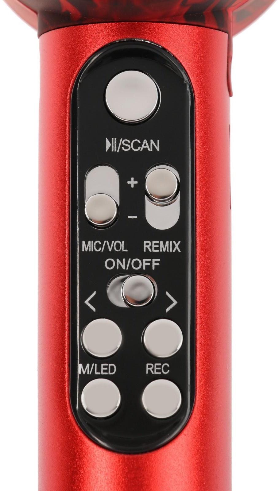 Микрофон для караоке Q5, 3 Вт, 1800 мАч, Bluetooth, FM, microSD, красный