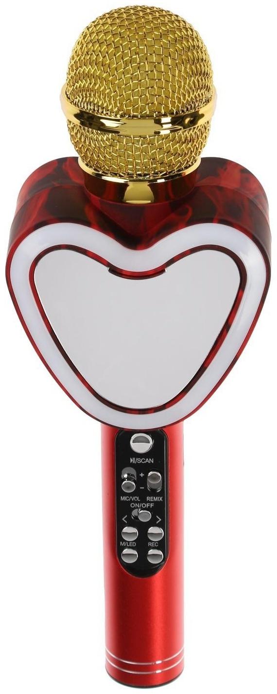 Микрофон для караоке Q5, 3 Вт, 1800 мАч, Bluetooth, FM, microSD, красный