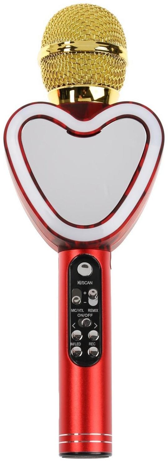 Микрофон для караоке Q5, 3 Вт, 1800 мАч, Bluetooth, FM, microSD, красный