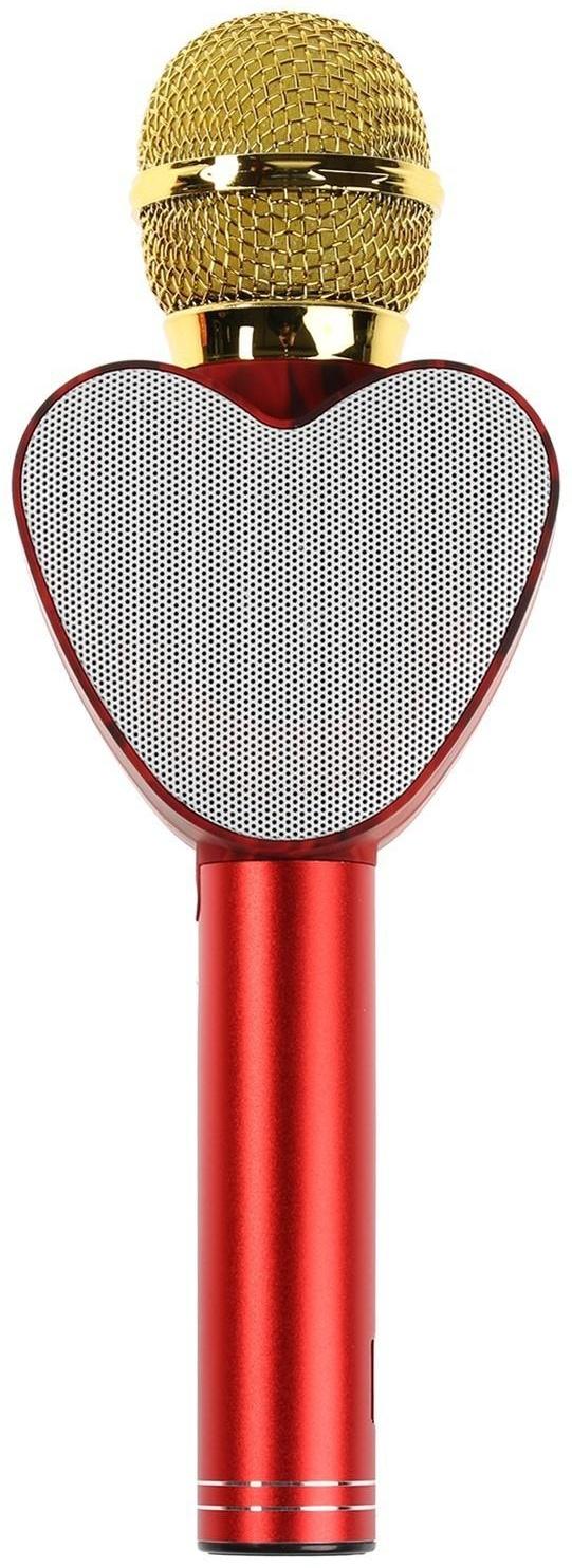 Микрофон для караоке Q5, 3 Вт, 1800 мАч, Bluetooth, FM, microSD, красный