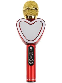Микрофон для караоке Q5, 3 Вт, 1800 мАч, Bluetooth, FM, microSD, красный