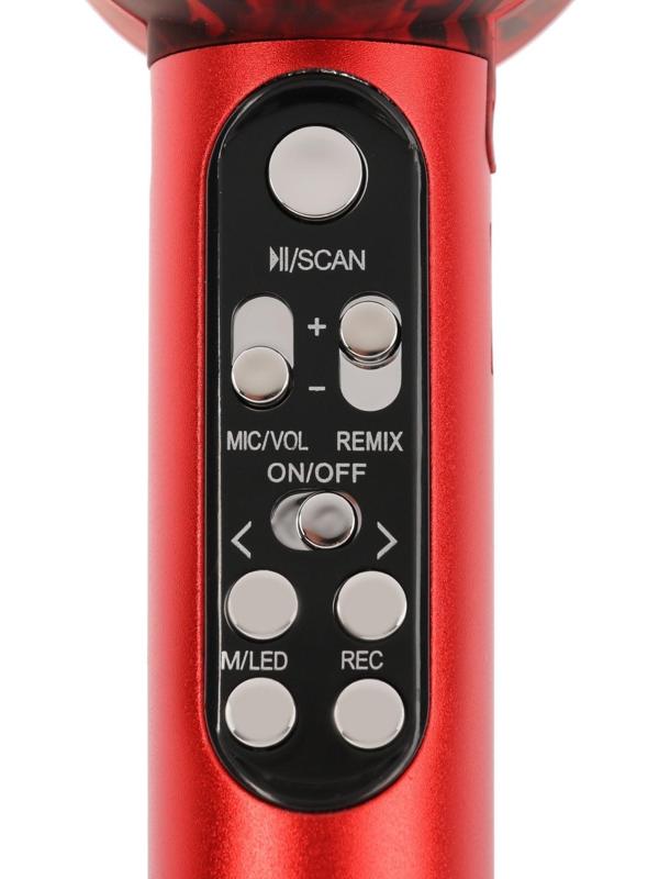 Микрофон для караоке Q5, 3 Вт, 1800 мАч, Bluetooth, FM, microSD, красный