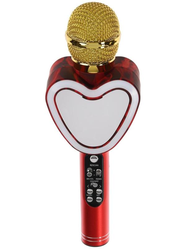 Микрофон для караоке Q5, 3 Вт, 1800 мАч, Bluetooth, FM, microSD, красный