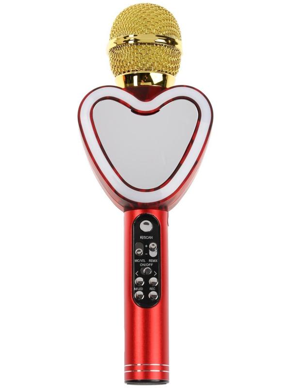 Микрофон для караоке Q5, 3 Вт, 1800 мАч, Bluetooth, FM, microSD, красный