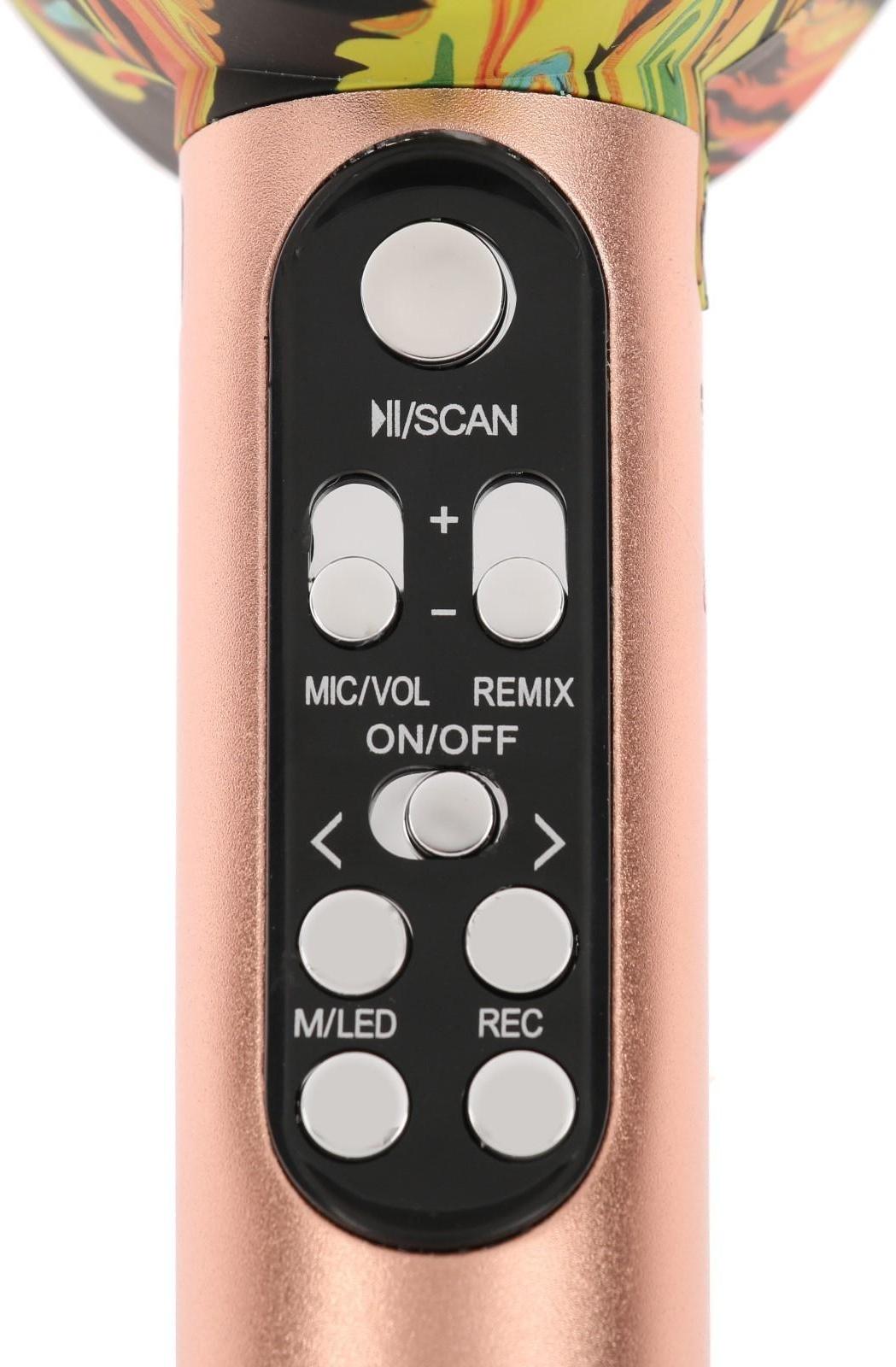 Микрофон для караоке Q5, 3 Вт, 1800 мАч, Bluetooth, FM, microSD, розовый