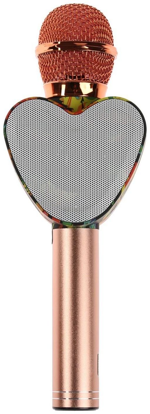 Микрофон для караоке Q5, 3 Вт, 1800 мАч, Bluetooth, FM, microSD, розовый