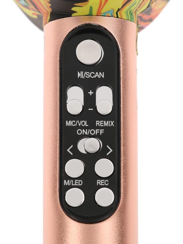 Микрофон для караоке Q5, 3 Вт, 1800 мАч, Bluetooth, FM, microSD, розовый