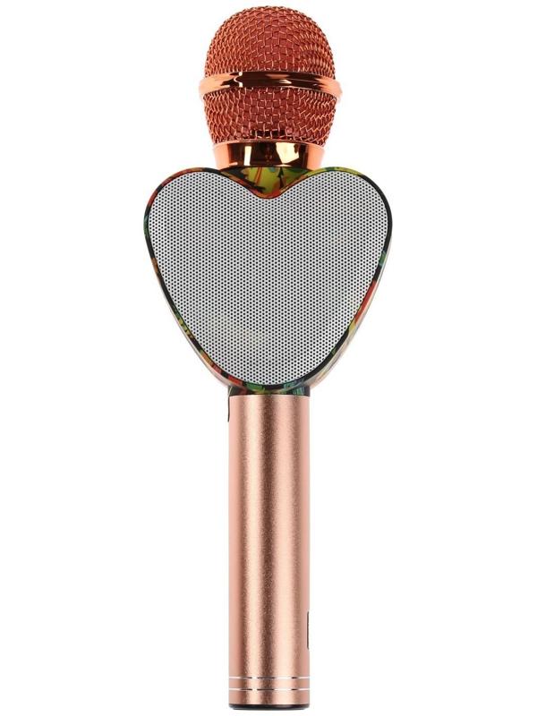 Микрофон для караоке Q5, 3 Вт, 1800 мАч, Bluetooth, FM, microSD, розовый