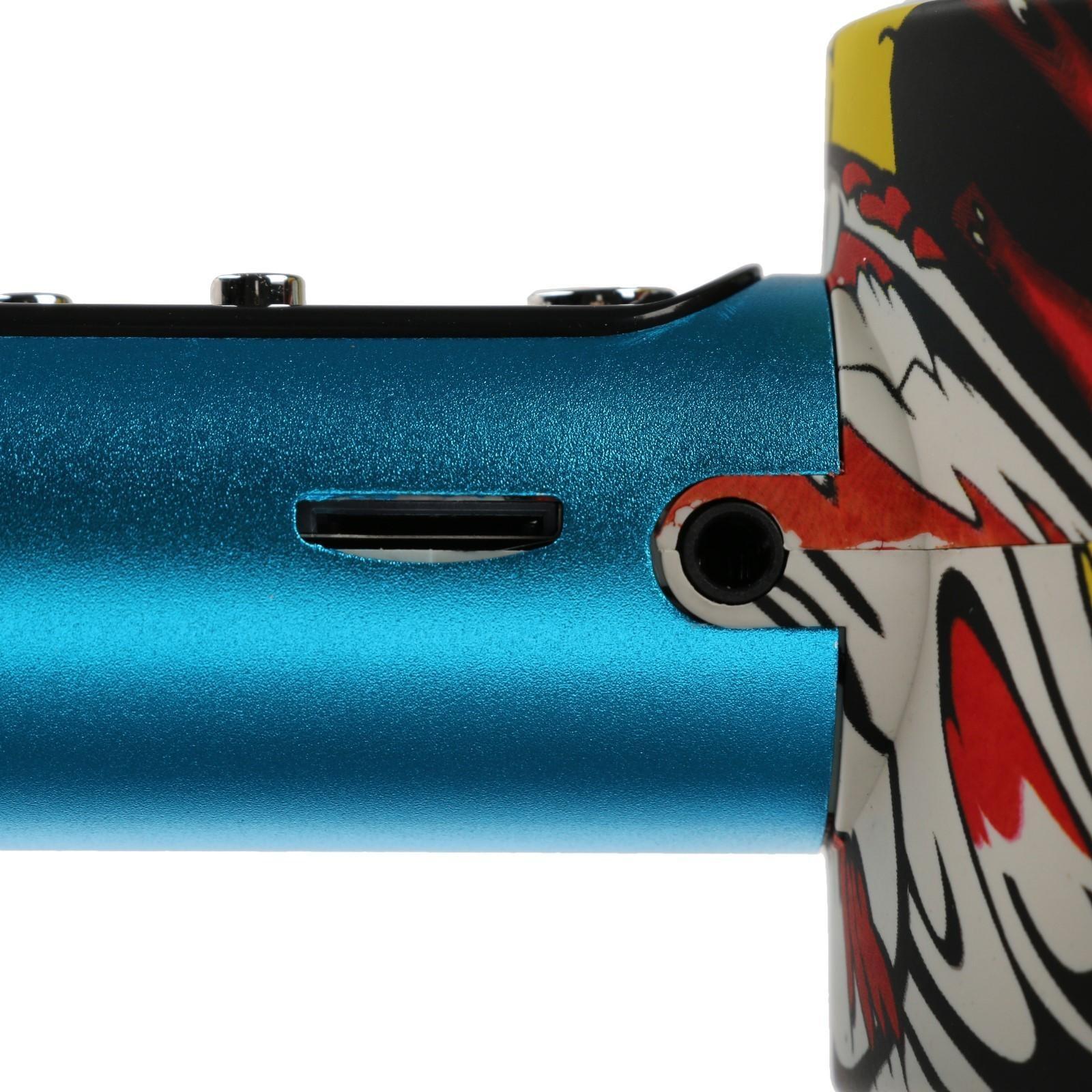 Микрофон для караоке Q5, 3 Вт, 1800 мАч, Bluetooth, FM, microSD, синий