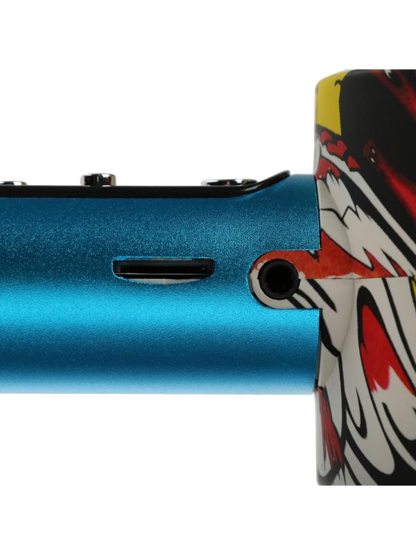Микрофон для караоке Q5, 3 Вт, 1800 мАч, Bluetooth, FM, microSD, синий