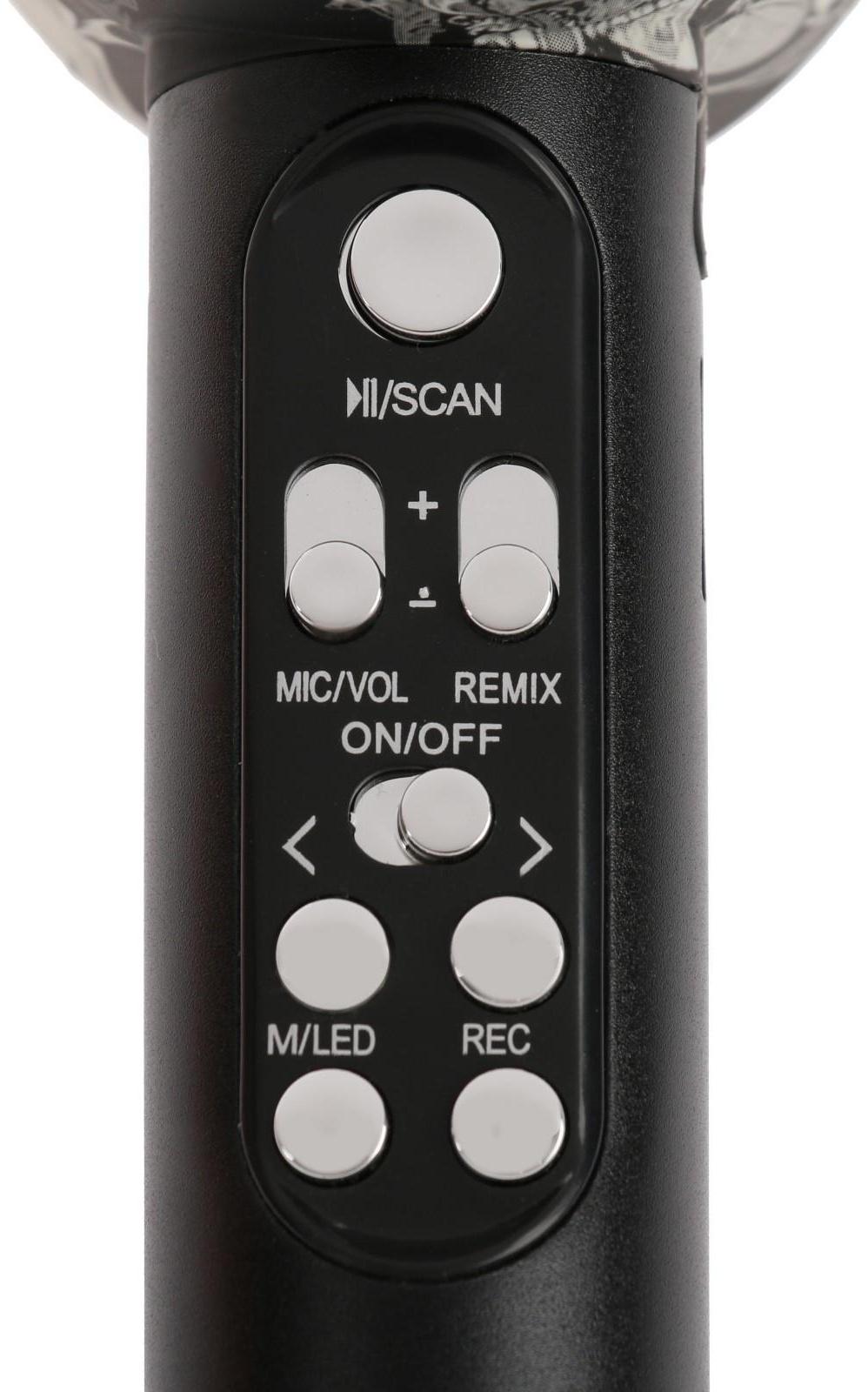 Микрофон для караоке Q5, 3 Вт, 1800 мАч, Bluetooth, FM, microSD, чёрный