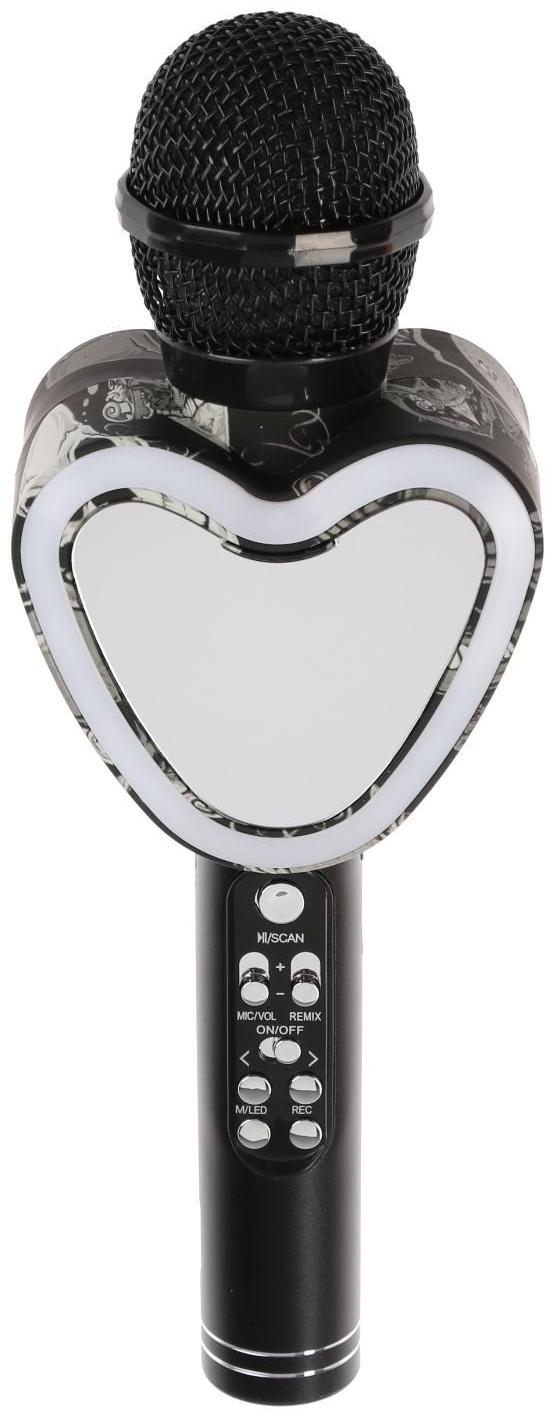 Микрофон для караоке Q5, 3 Вт, 1800 мАч, Bluetooth, FM, microSD, чёрный