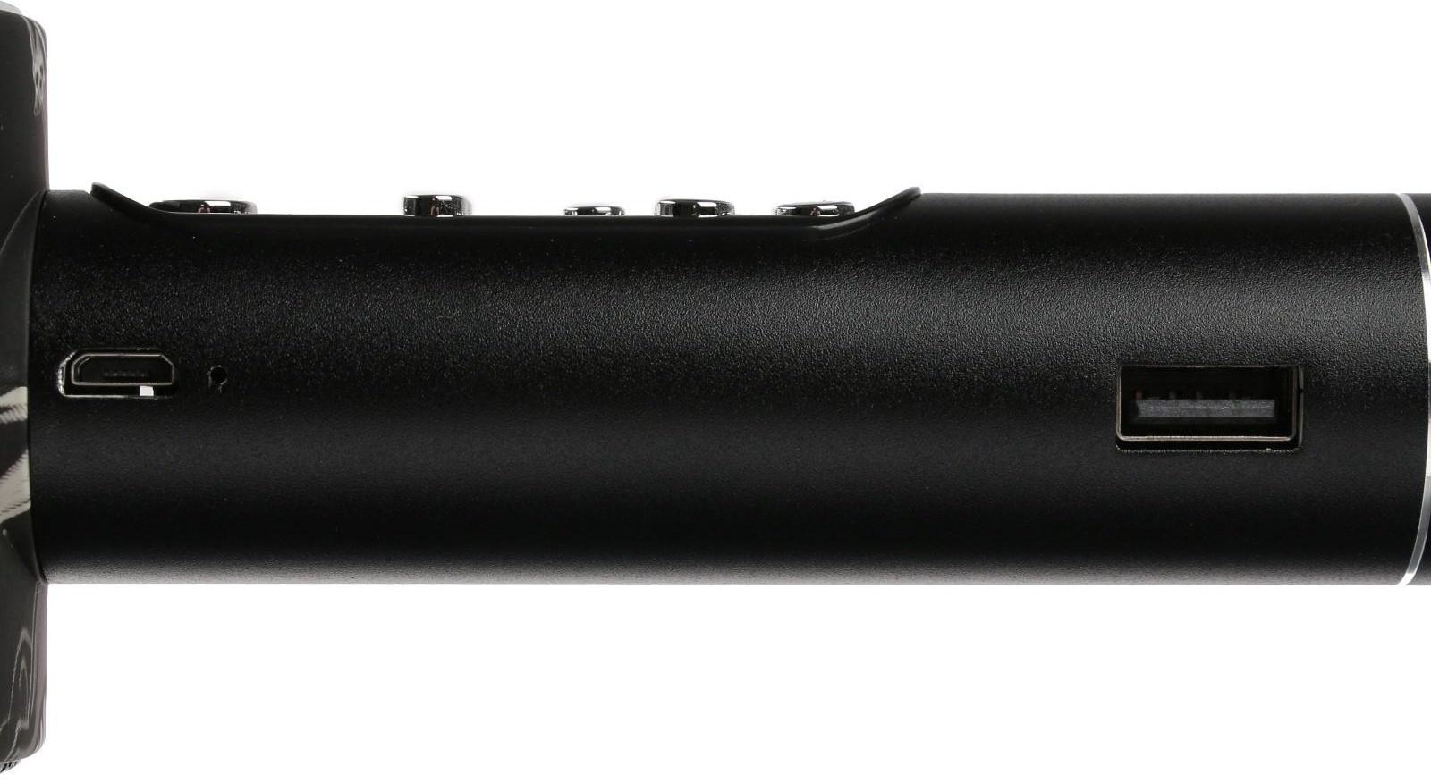 Микрофон для караоке Q5, 3 Вт, 1800 мАч, Bluetooth, FM, microSD, чёрный