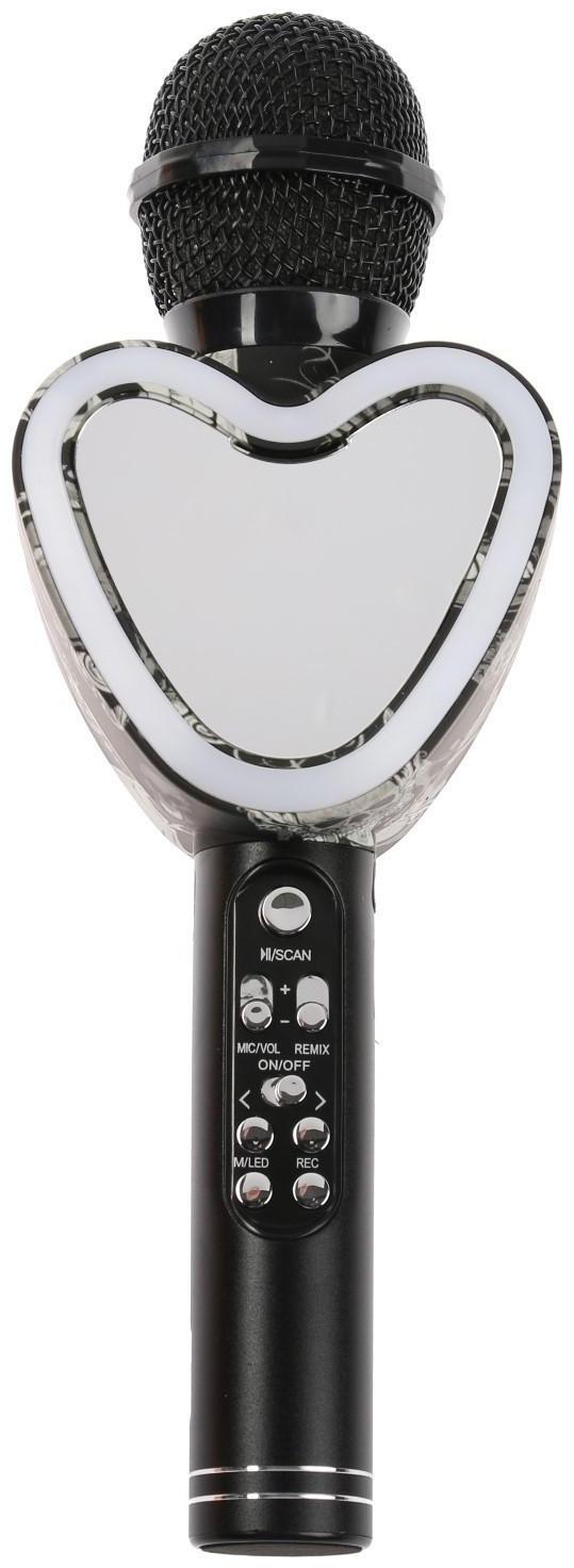 Микрофон для караоке Q5, 3 Вт, 1800 мАч, Bluetooth, FM, microSD, чёрный