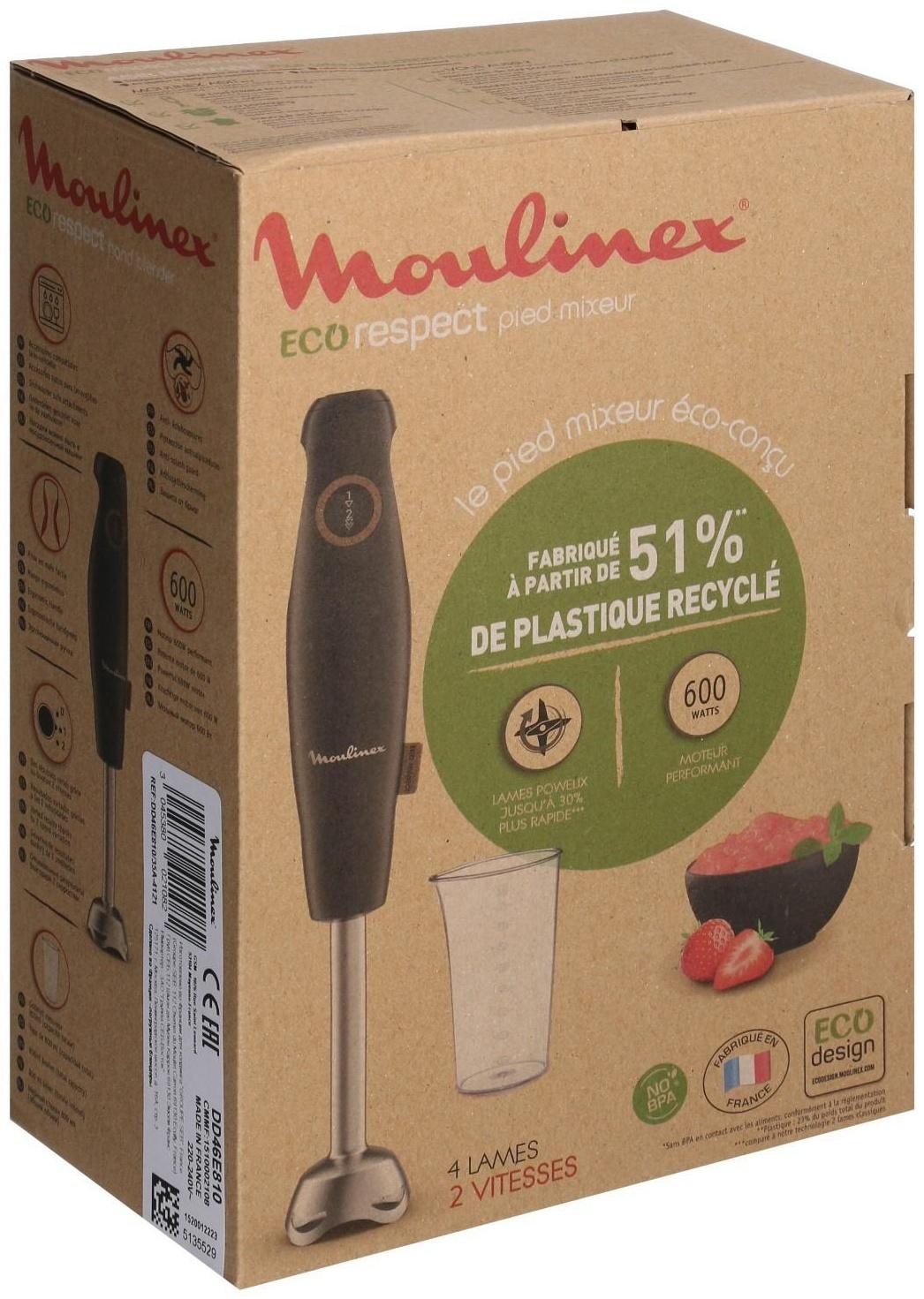 Блендер MOULINEX DD46E810 погружной, 600 Вт, 0.8 л, 2 скорости, черный