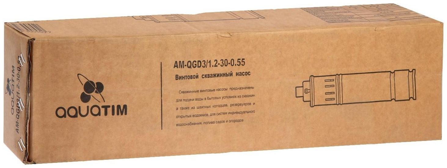 Насос скважинный TIM AM-QGD3/1.2-30-0.55, винтовой, 550 Вт, напор 30 м, 29 л/мин, кабель 25м