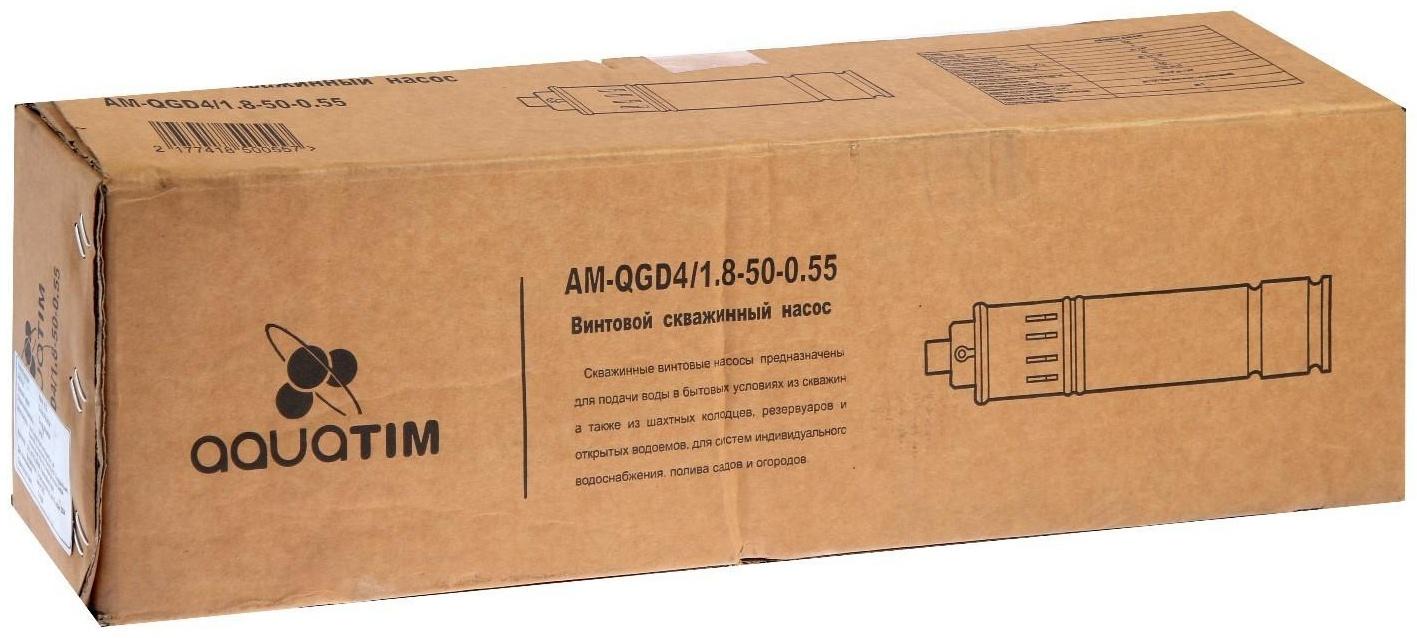 Насос скважинный TIM AM-QGD4/1.8-50-0.55, винтовой, 550 Вт, напор 100м, 40 л/мин, кабель 25м