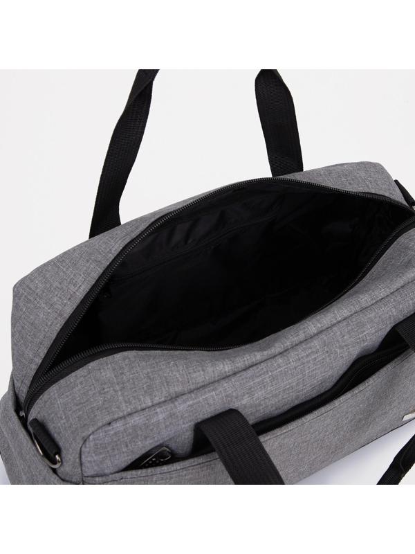 Сумка спортивная на молнии, 3 наружных кармана, длинный ремень, цвет серый