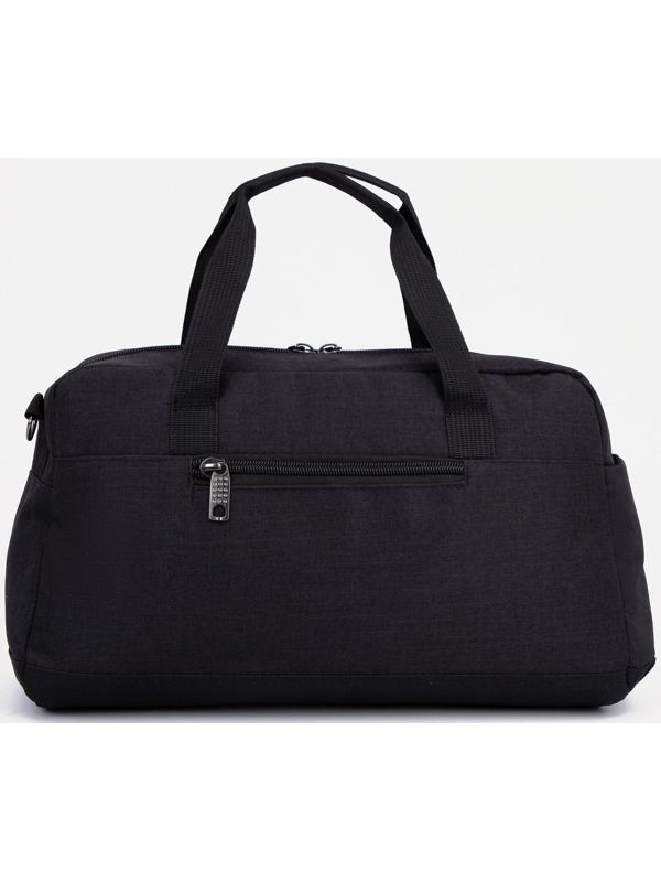 Сумка спортивная на молнии, 3 наружных кармана, длинный ремень, цвет чёрный