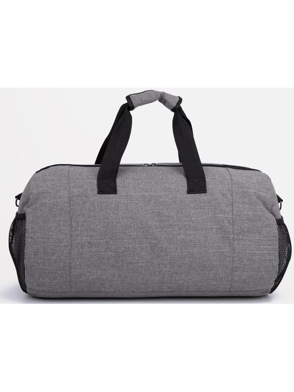 Сумка спортивная на молнии, 3 наружных кармана, длинный ремень, цвет чёрный/серый