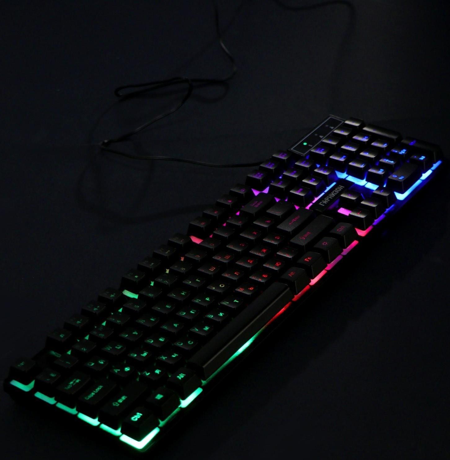 Клавиатура Гарнизон GK-200GL, игровая, проводная, мембранная,104 клавиши,подсветка, чёрная