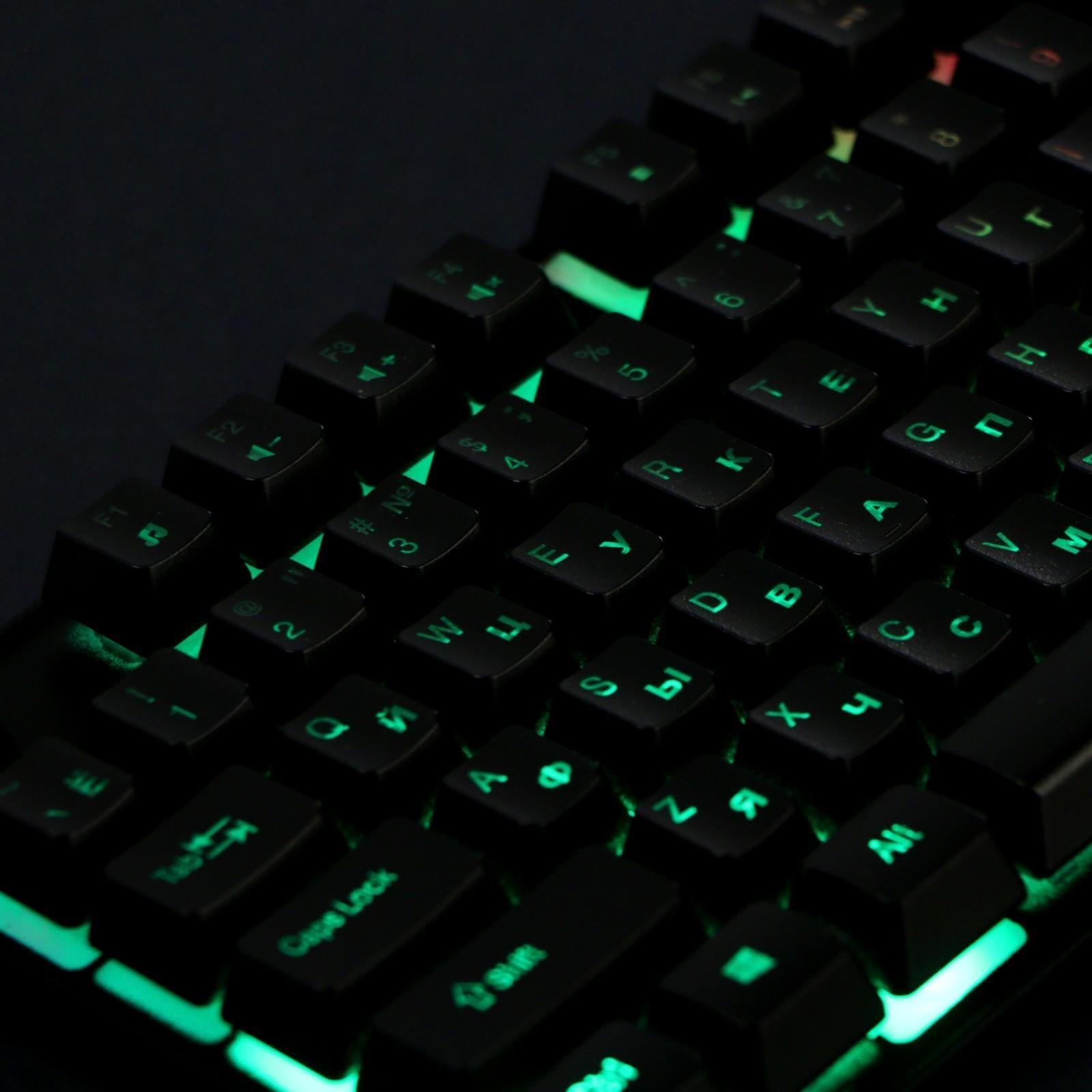 Клавиатура Гарнизон GK-200GL, игровая, проводная, мембранная,104 клавиши,подсветка, чёрная