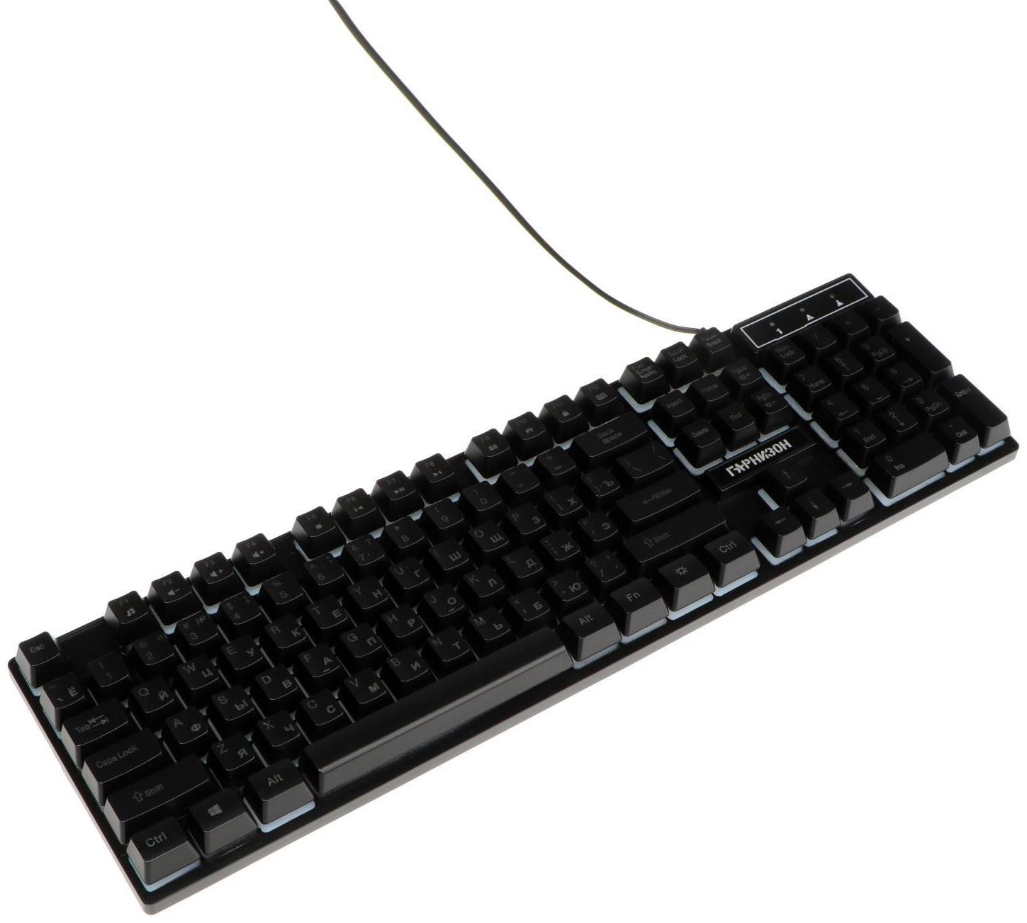 Клавиатура Гарнизон GK-200GL, игровая, проводная, мембранная,104 клавиши,подсветка, чёрная