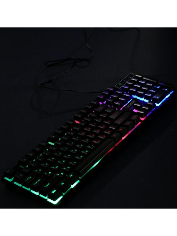 Клавиатура Гарнизон GK-200GL, игровая, проводная, мембранная,104 клавиши,подсветка, чёрная