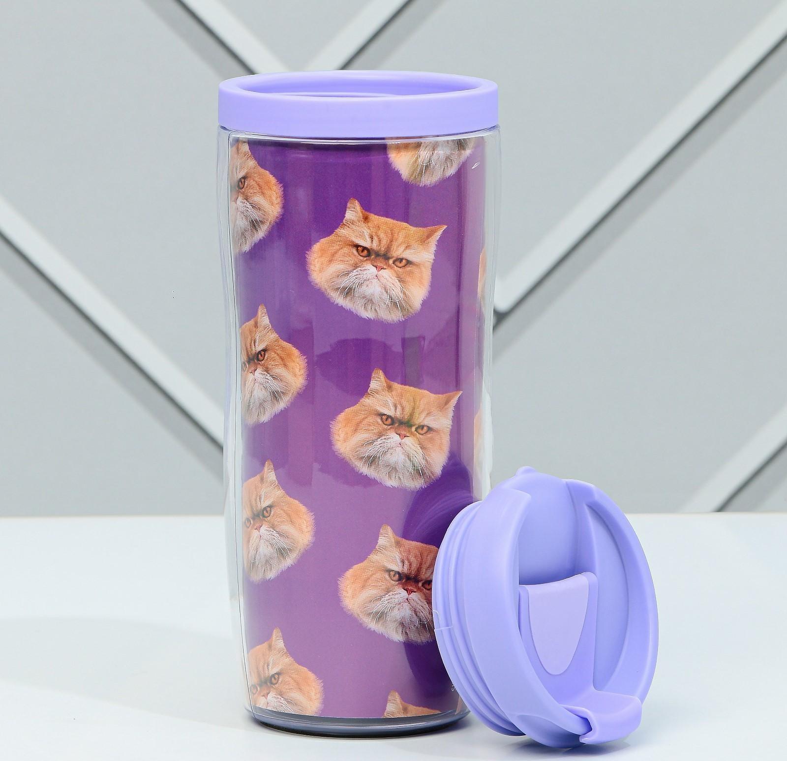 Подарочный набор «Толстые котики»: термостакан 350 мл., ланч-бокс 500 мл