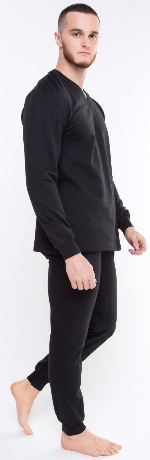 Термобельё мужское НАЧЁС (фуфайка/кальсоны), цвет чёрный, размер 48