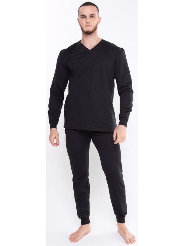 Термобельё мужское НАЧЁС (фуфайка/кальсоны), цвет чёрный, размер 48