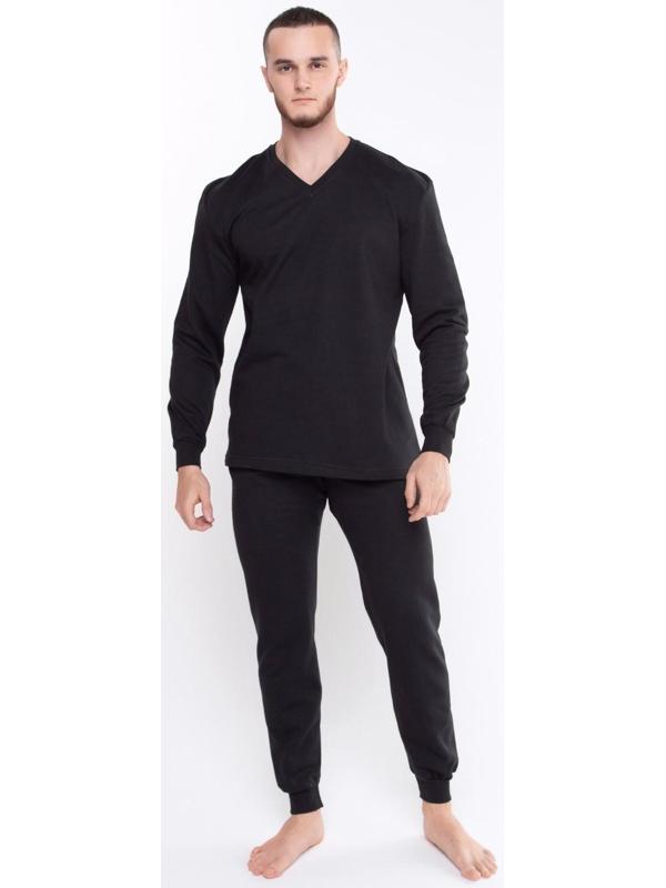 Термобельё мужское НАЧЁС (фуфайка/кальсоны), цвет чёрный, размер 48