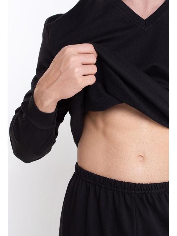 Термобельё мужское НАЧЁС (фуфайка/кальсоны), цвет чёрный, размер 48