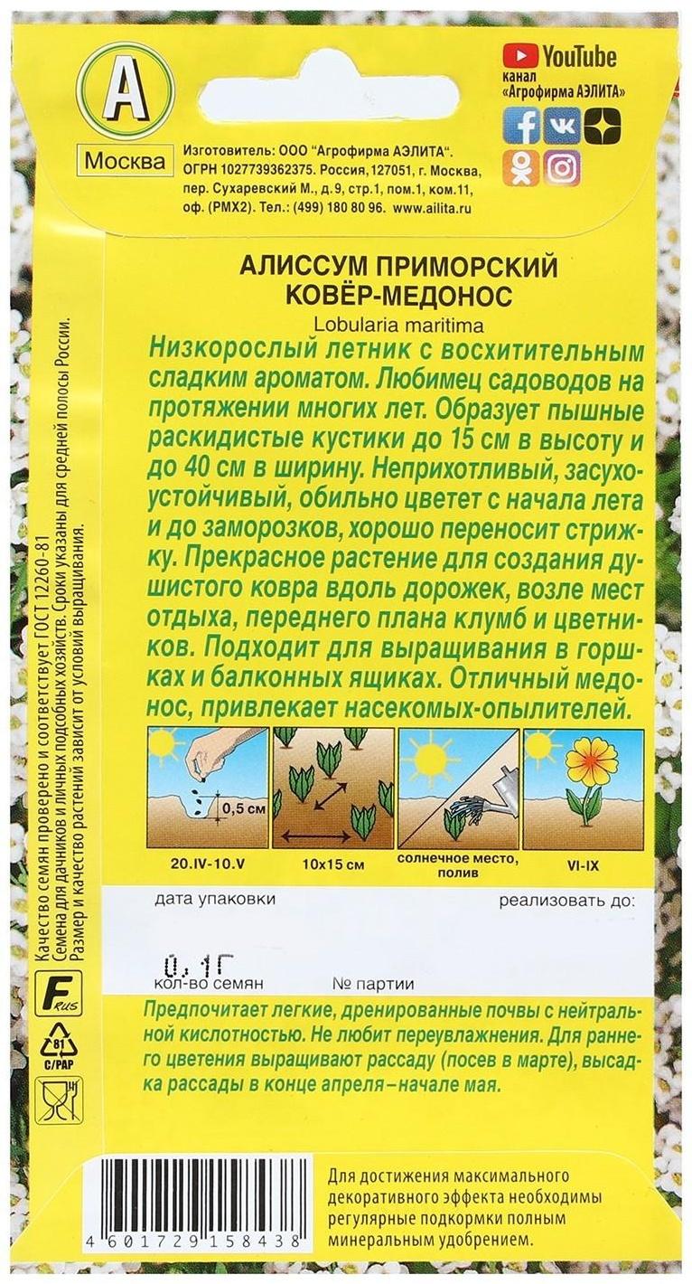 Семена Цветов Алиссум 