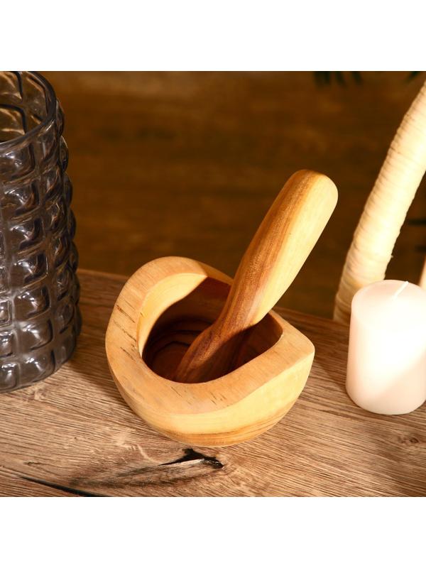 Ступка с пестиком 15х15х17 см, тиковое дерево