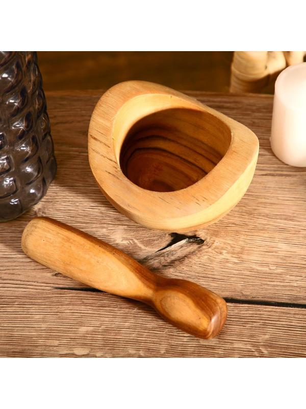 Ступка с пестиком 15х15х17 см, тиковое дерево