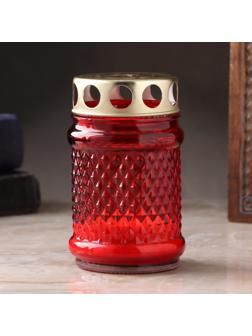 Свеча парафиновая поминальная в стеклянном подсвечнике, 11х7 см, красная