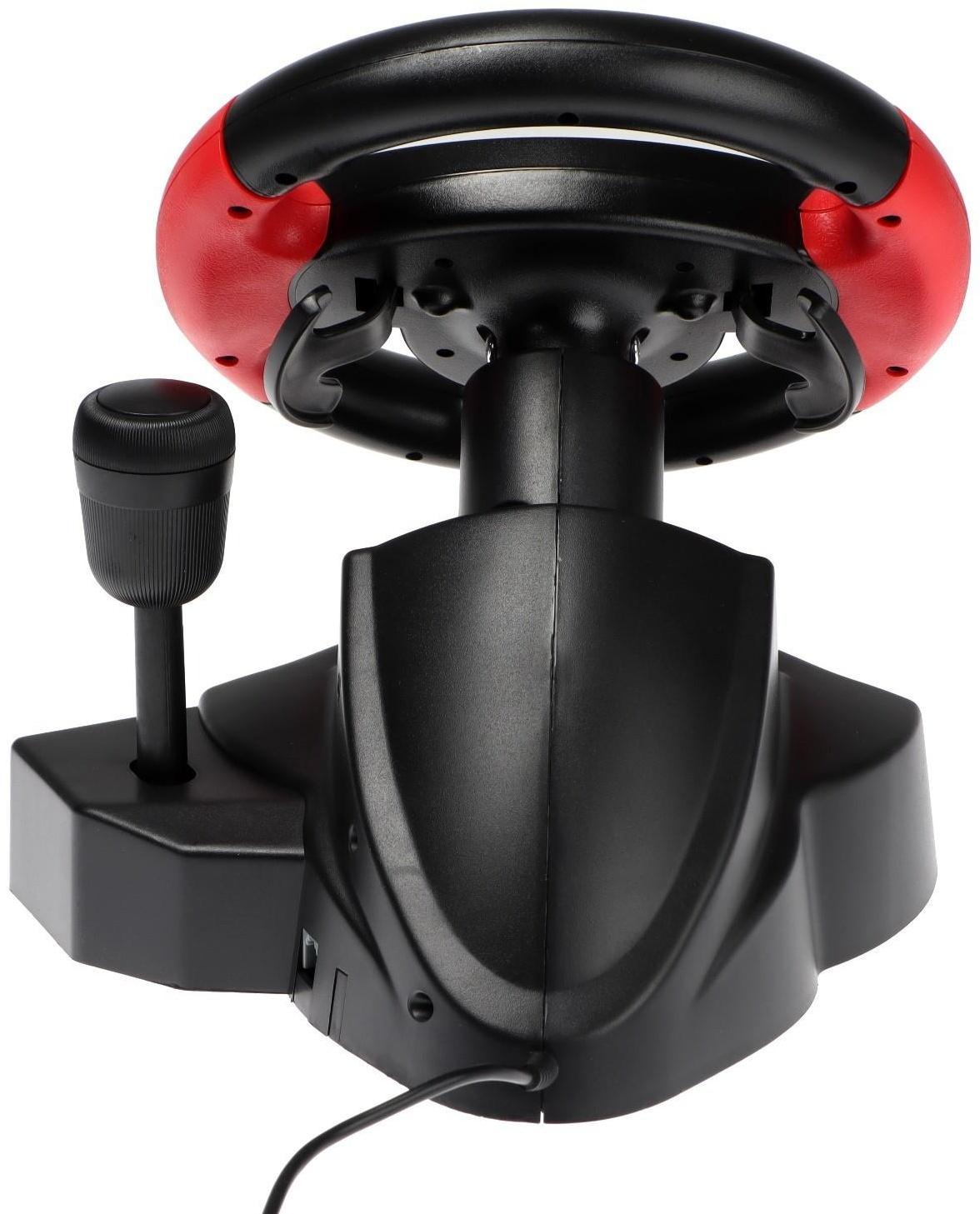 Руль Dialog GW-125VR E-Racer, проводной, вибрация, для PC, 2 педали, пычаг ПП, USB