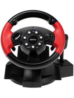 Руль Dialog GW-125VR E-Racer, проводной, вибрация, для PC, 2 педали, пычаг ПП, USB