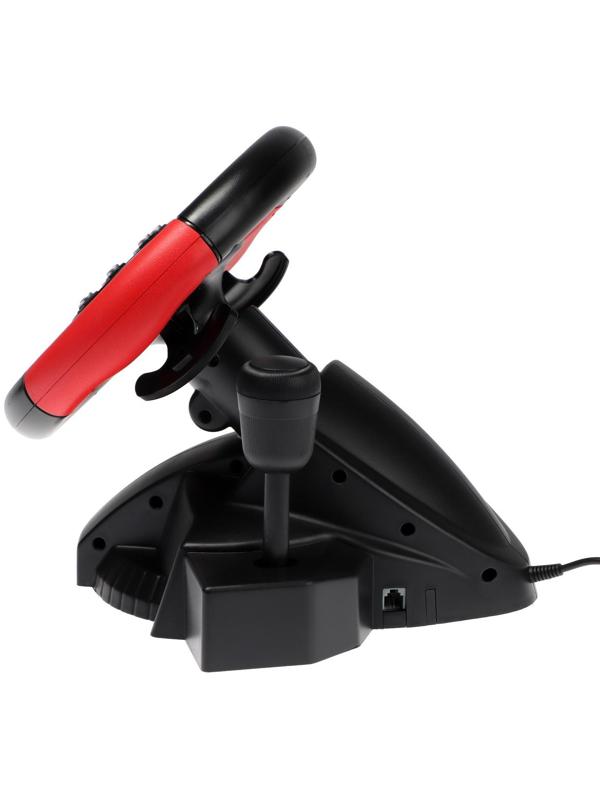 Руль Dialog GW-125VR E-Racer, проводной, вибрация, для PC, 2 педали, пычаг ПП, USB