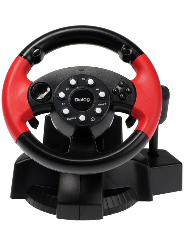 Руль Dialog GW-125VR E-Racer, проводной, вибрация, для PC, 2 педали, пычаг ПП, USB