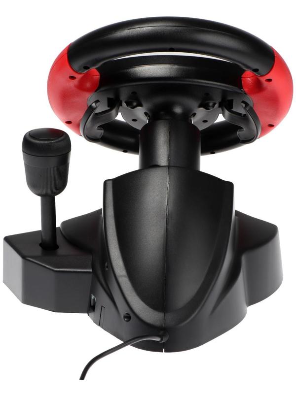 Руль Dialog GW-125VR E-Racer, проводной, вибрация, для PC, 2 педали, пычаг ПП, USB