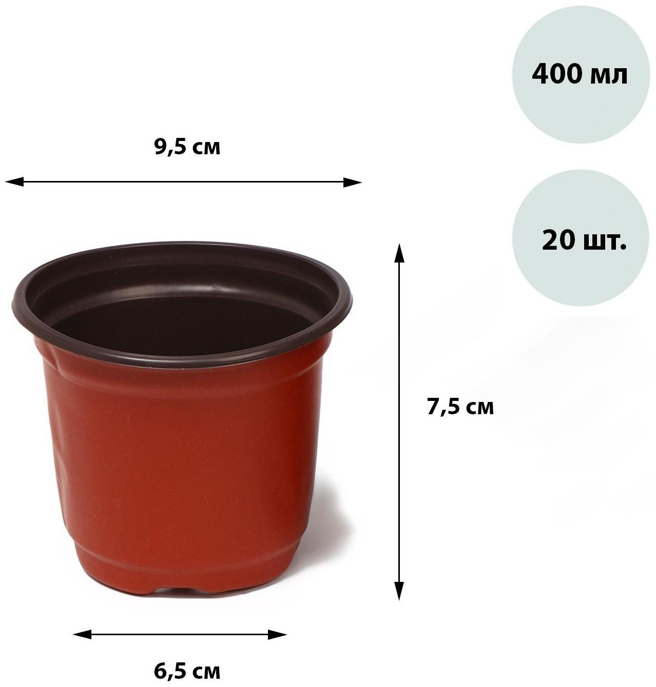 Горшок для рассады Greengo, 0.4 л, 9,5 x 7,5 см, 20 шт.