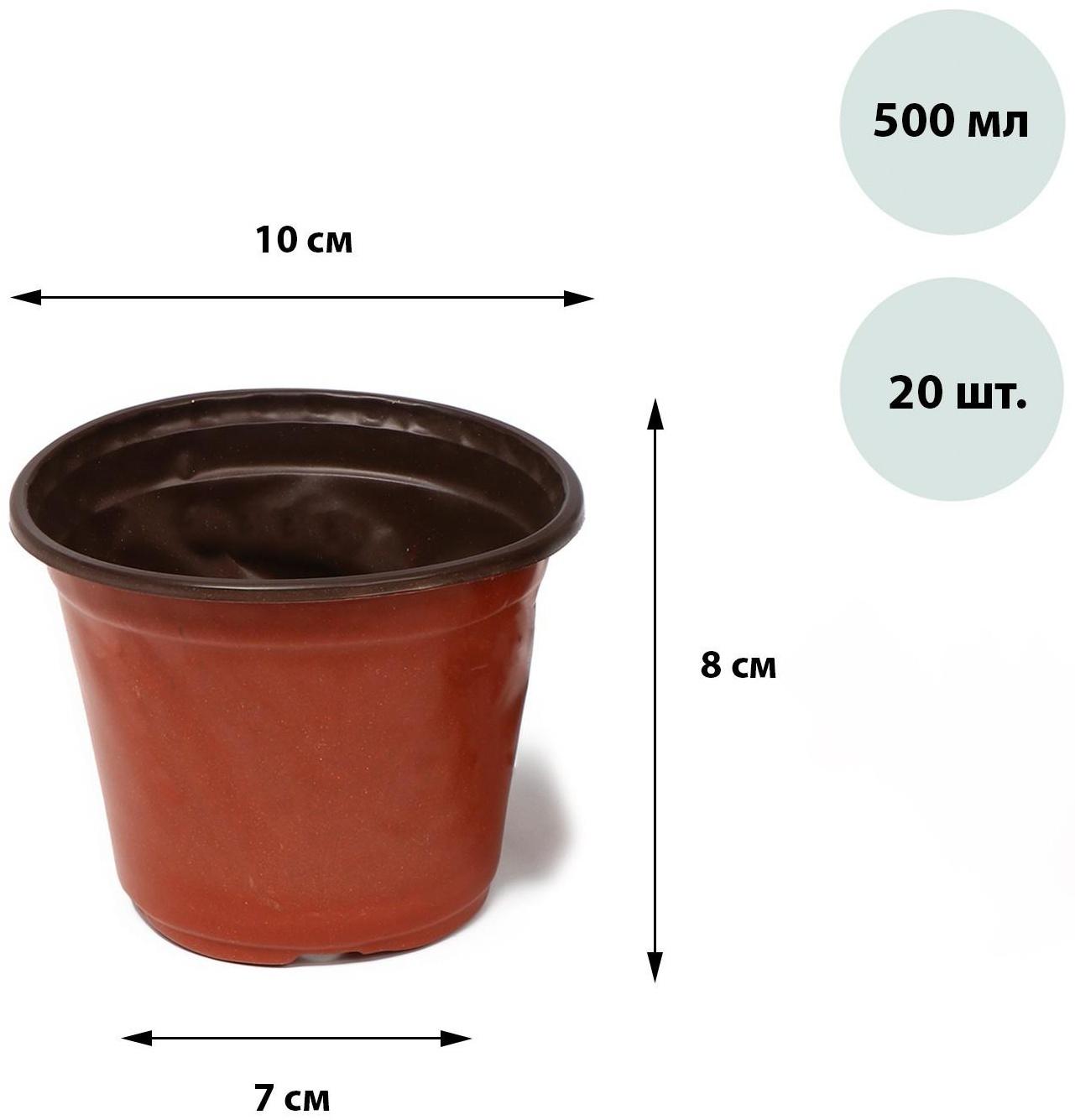 Горшок для рассады Greengo, 0.5 л, 10 x 8 см, 20 шт.