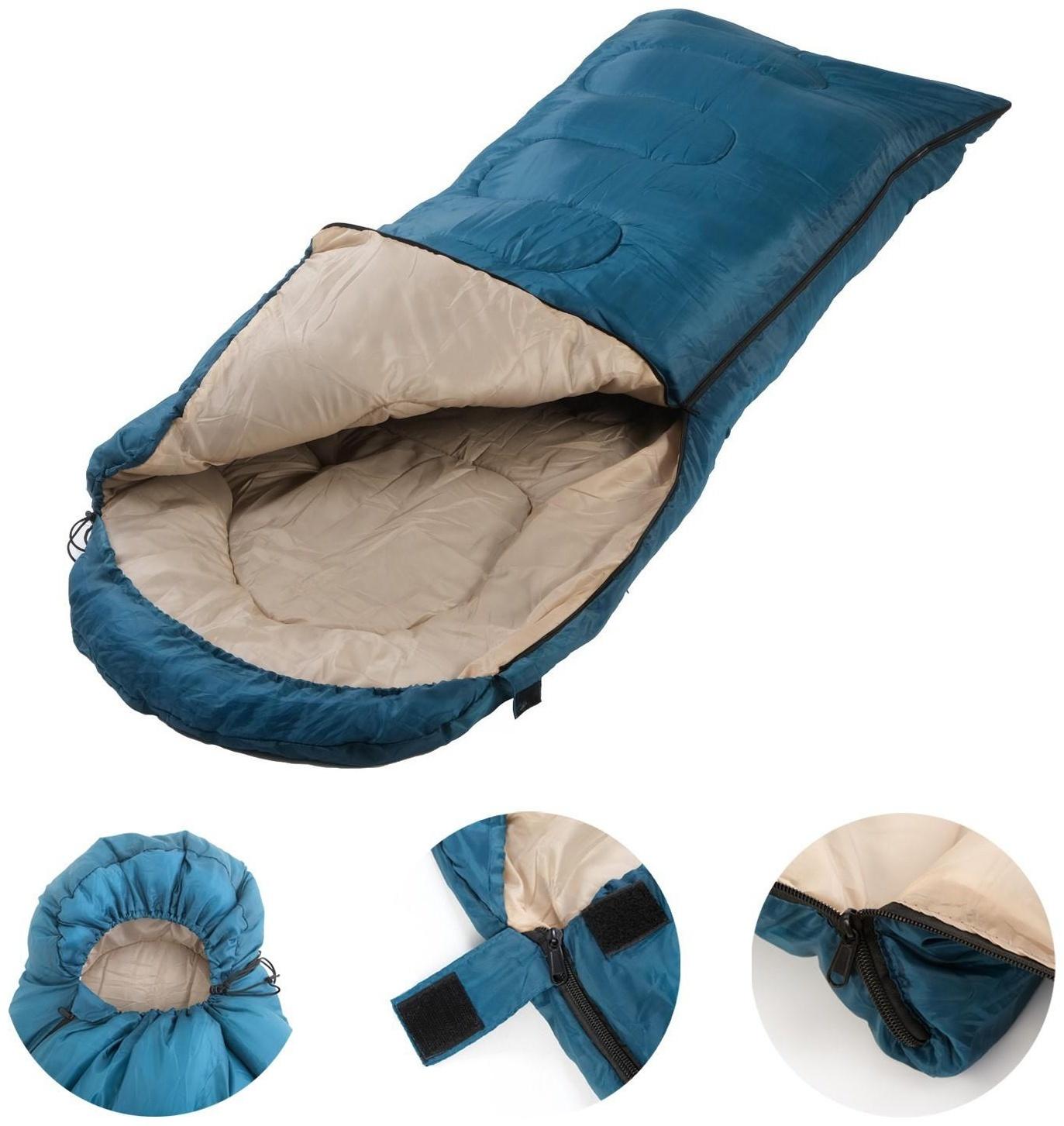 Спальный мешок туристический, 220 х 75 см, до -20 градусов, 700 г/м2, голубой