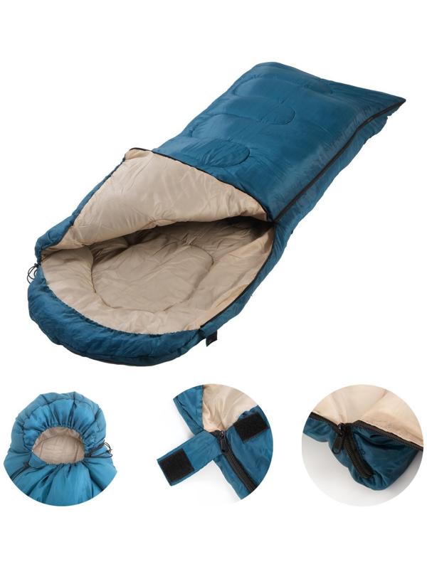 Спальный мешок туристический, 220 х 75 см, до -20 градусов, 700 г/м2, голубой